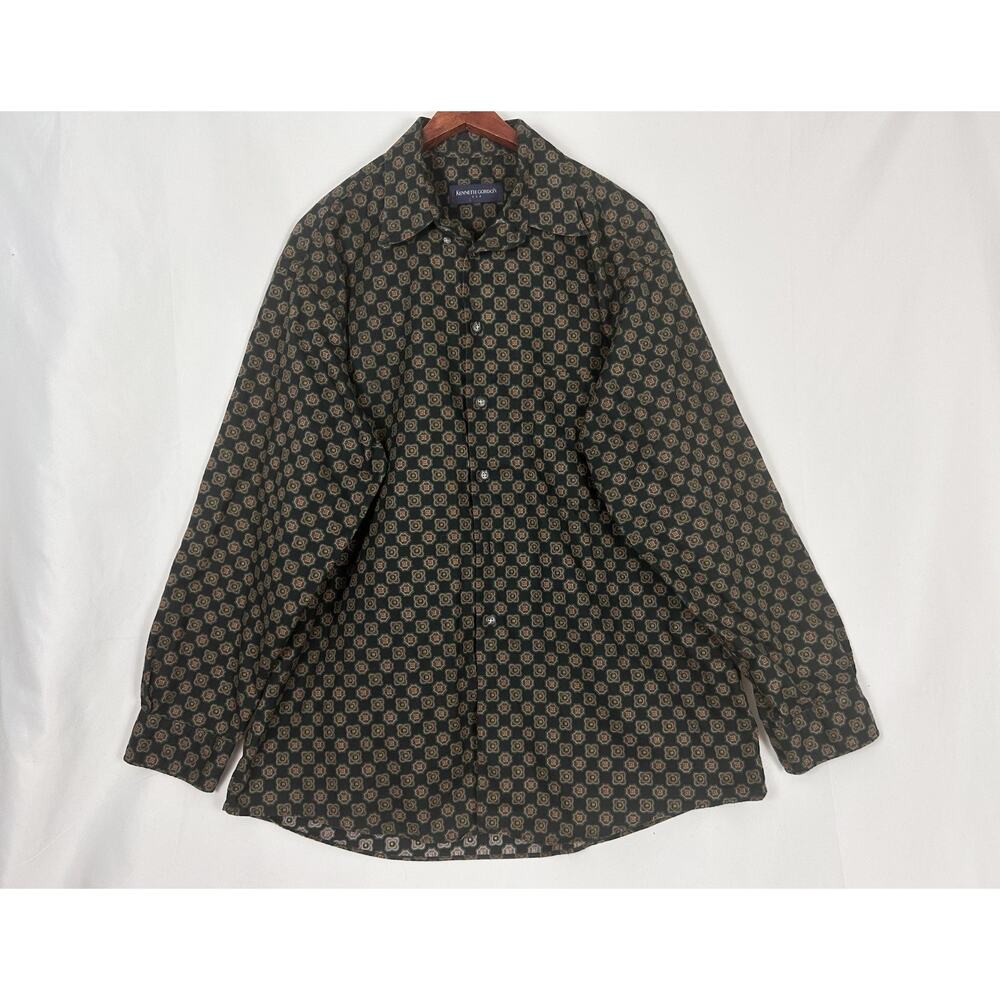 VTG Kenneth Gordon Shirt Mens Large Geometric Medallion 90s Made in USA